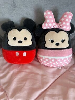 Disney Minnie & Mickey Polka Dot Plush Duo 6 inch Squishmallows like new